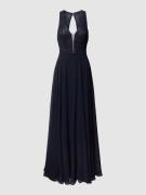 V.M. Abendkleid mit Perlen in Marine, Größe 34