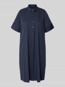 Milano Italy Knielanges Hemdblusenkleid mit Knopfleiste in Marine, Grö...