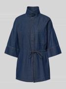 Jake*s Collection Jeansbluse mit Stehkragen und Schnürung in Dunkelbla...