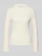 comma Longsleeve mit Muschelsaum in Offwhite, Größe 38
