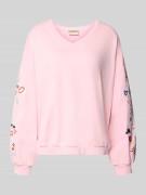 Smith and Soul Oversized Fit Sweatshirt mit V-Ausschnitt in Hellrosa, ...