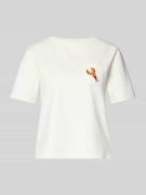 More & More T-Shirt mit Brusttasche und Motiv in Offwhite, Größe 34