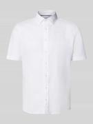 Jake*s Slim Fit Freizeithemd aus Leinen-Mix in Weiss, Größe L