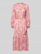 Rich & Royal Midikleid aus Viskose mit Bindegürtel in Rosa, Größe 38