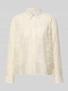 Jake*s Collection Regular Fit Bluse mit Lochstickerei in Beige, Größe ...