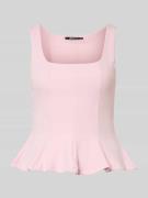 Gina Tricot Slim Fit Top in Falten-Optik in Rosa, Größe L