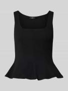 Gina Tricot Slim Fit Top in Falten-Optik in Black, Größe L