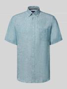 Christian Berg Men Regular Fit Freizeithemd aus Leinen in Metallic Gru...