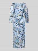 Marc Cain Midikleid aus Seiden-Mix mit Raffungen in Hellblau, Größe 34