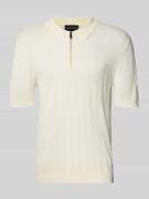 Emporio Armani Body Fit Poloshirt mit kurzem Reißverschluss in Offwhit...