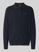 Fynch-Hatton Strickjacke mit Brusttasche und Logo-Stitching in Marine,...