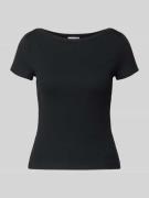 Jake*s Casual T-Shirt mit U-Boot-Ausschnitt in Black, Größe L