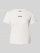 Review T-Shirt mit Rundhalsausschnitt und Logo-Stitching in Offwhite, ...