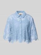 MICHAEL Michael Kors Bluse mit Spitze und Hemdblusenkragen in Hellblau...