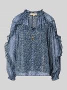 MICHAEL Michael Kors Blusenshirt mit Rüschen und Serafino-Kragen in Ma...