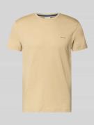 Gant T-Shirt mit Label-Detail in Beige, Größe 4XL