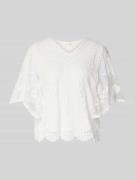 Apricot Blusenshirt aus Spitze in Ecru, Größe L