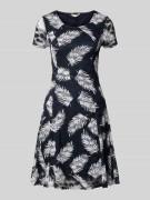 Apricot Knielanges Kleid mit Rundhalsausschnitt in Marine, Größe L