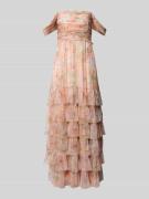 Jake*s Cocktail Abendkleid mit Carmen-Ausschnitt und Volantsaum in Apr...