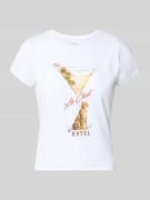 Guess T-Shirt mit Label-Detail Modell 'LEOPARDTINI' in Weiss, Größe L