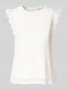 Apricot Blusenshirt aus Häkelspitze in Offwhite, Größe L