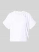 Marc Cain T-Shirt mit Eingrifftasche am Saum in Weiss, Größe 34