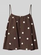 Jake*s Casual Blusentop mit tiefem Rundhalsausschnitt in Dunkelbraun, ...