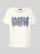 Oui T-Shirt mit Strasssteinbesatz in Weiss, Größe 34