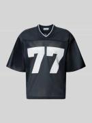 REVIEW T-Shirt in semitransparenter Optik in Marine, Größe L