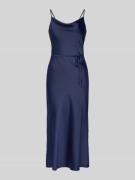 YAS Midikleid aus Satin Modell 'Thea' in Marine, Größe 34