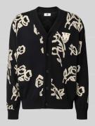 Wood Wood Cardigan im Allover-Look Modell 'Leif' in Black, Größe L