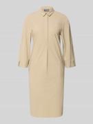 WHITE LABEL Knielanges Hemdblusenkleid mit 3/4-Arm in Taupe, Größe 34