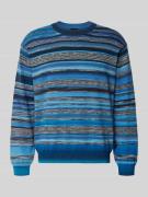 PAUL SMITH Strickpullover im Allover-Look mit Rundhalsausschnitt in Bl...