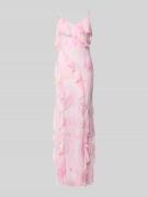 Jake*s Cocktail Maxikleid mit Rüschenbesatz in Rosa Melange, Größe 32