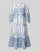 Apricot Tunikakleid mit Volantsaum und Lochstickerei in Hellblau, Größ...