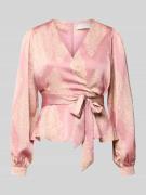 Neo Noir Regular Fit Wickelbluse mit Bindegürtel in Rosa, Größe 42