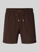 BOSS Badeshorts mit Label Stitching Modell 'ICONIC' in Dunkelbraun, Gr...