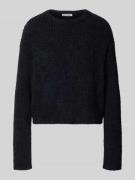 REVIEW Strickpullover mit Strukturmuster in Black, Größe XS