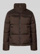 REVIEW Steppjacke mit Label-Stitching in Dunkelbraun, Größe S