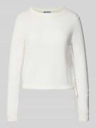 REVIEW Rundhals Pullover mit Tunnelzug in Offwhite, Größe L