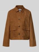 REVIEW Regular Fit Blousonjacke in Veloursleder-Optik in Cognac, Größe...