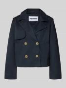 REVIEW Regular Fit Trenchcoat mit Umlegekragen in Dunkelblau, Größe L