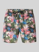 BOSS Regular Fit Badeshorts mit Allover-Muster Modell 'PIRANHA' in Gru...