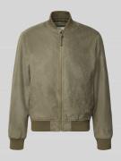 Jack & Jones Bomberjacke in Leder-Optik mit Stehkragen in Oliv, Größe ...