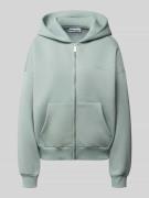 REVIEW Sweatjacke mit Logo und Känguru-Tasche in Bleu, Größe L