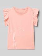 Blue Seven Regular Fit T-Shirt mit Rüschenbesatz in Apricot, Größe 104