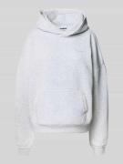 REVIEW Hoodie mit Spitzenkanten und Logo-Stickerei in Hellgrau Melange...