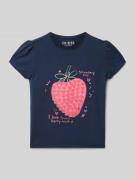 Guess Regular Fit T-Shirt mit Zierbesatz in Marine, Größe 104