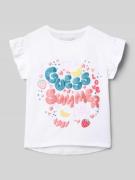 Guess Regular Fit T-Shirt mit Statement-Print in Weiss, Größe 104