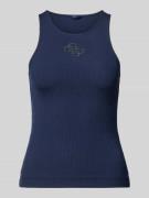 Guess Tanktop in Ripp-Optik mit Logo in Marine, Größe L